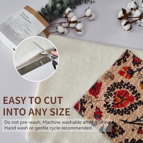 100% Natural Cotton Batting for Quilting 96-Inch x 108-Inch