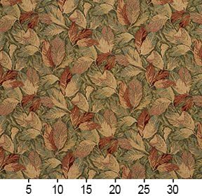 Burgundy and Green Floral Leaves Tapestry Upholstery Fabric by The