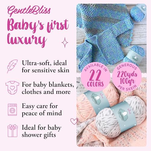 GentleBliss DK Acrylic Soft Baby Yarn, 4-Pack (880Yds/400G), Brown