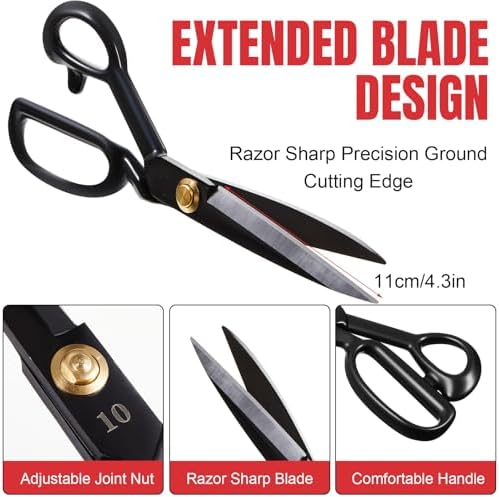 Lasnten 10'' Fabric Scissors Heavy Duty Sewing Scissors for Fabric