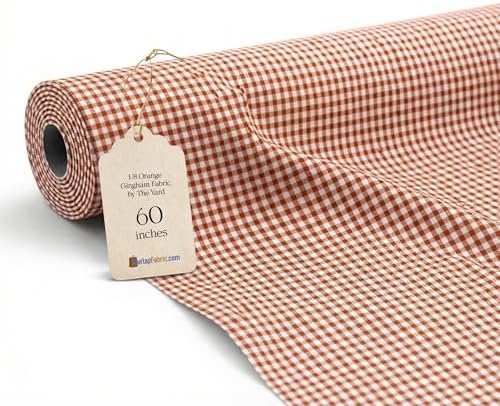 1/8 Inch Orange Gingham Fabric by The Yard – 60" Wide Polyester Cotton