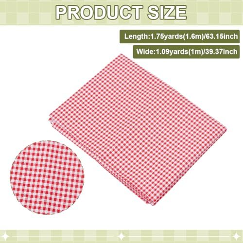 PH PandaHall Gingham Fabric Plaid Cotton Fabric 62.9 Inch Wide Red