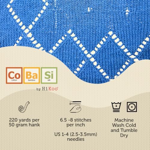 HiKoo CoBaSi Sock Yarn, Cotton, Bamboo, Silk, 50g, 220 yd, #002 Black