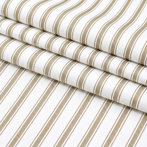 Fanfanwin 5 Yard Khaki Ticking Stripe Fabric 100% Cotton 45" Wide
