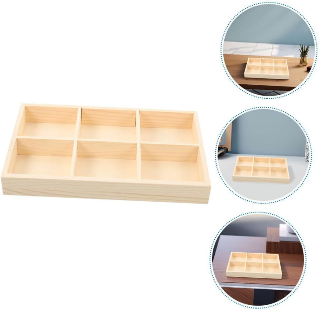 CHILDWEET Wooden 6-compartment Storage Box, 2 Pack for Craft Tables