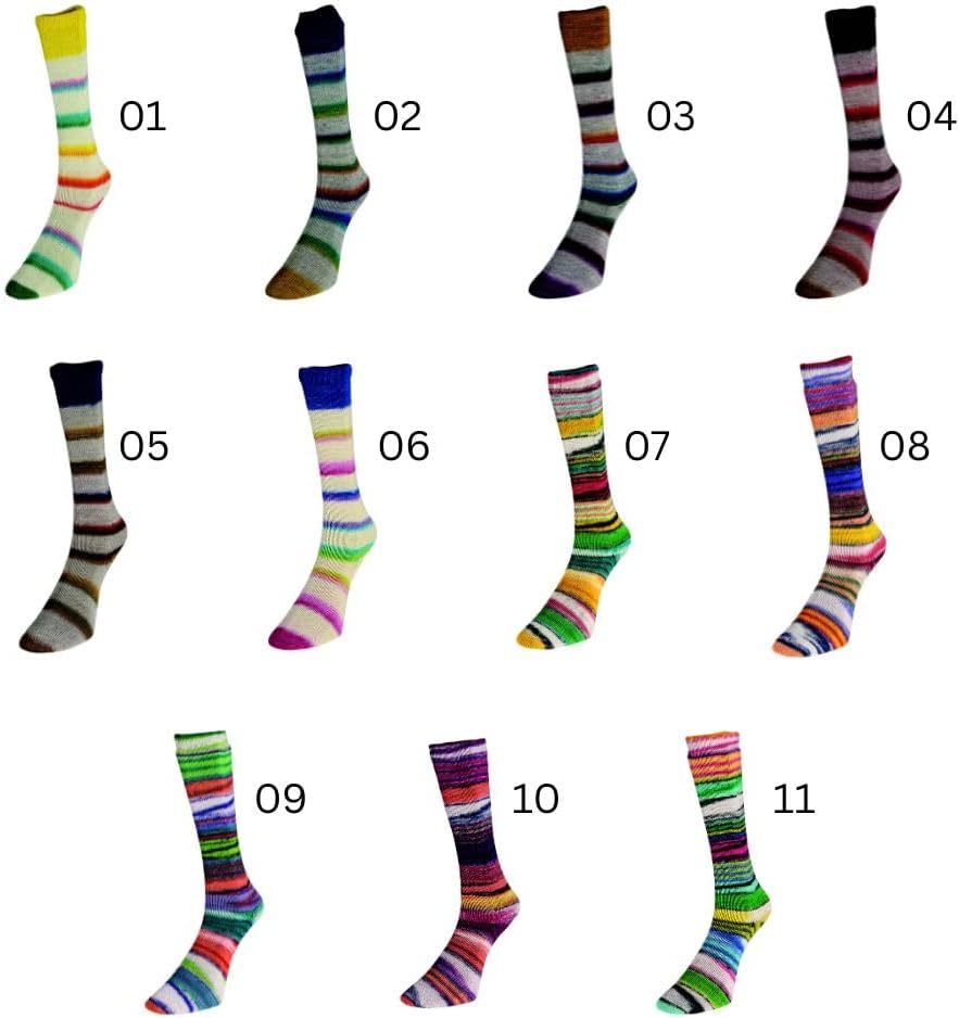 Multicolour, Wool and Nylon Self-Patterning Superwash 4 Ply Sock Yarn