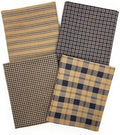 Set of 4 Fat Quarters, Heritage Navy Blue Assorted Plaid Gingham