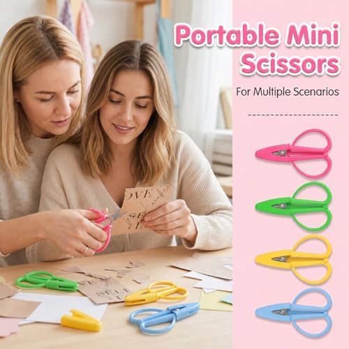4 Pcs Travel Scissors, Stainless Steel Mini Needlepoint Scissors with