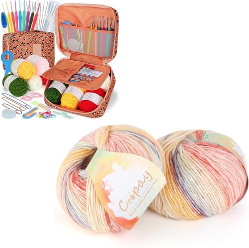 Coopay Crochet Kit Beginners Crochet Hook Set with Crochet Yarn, Yarn