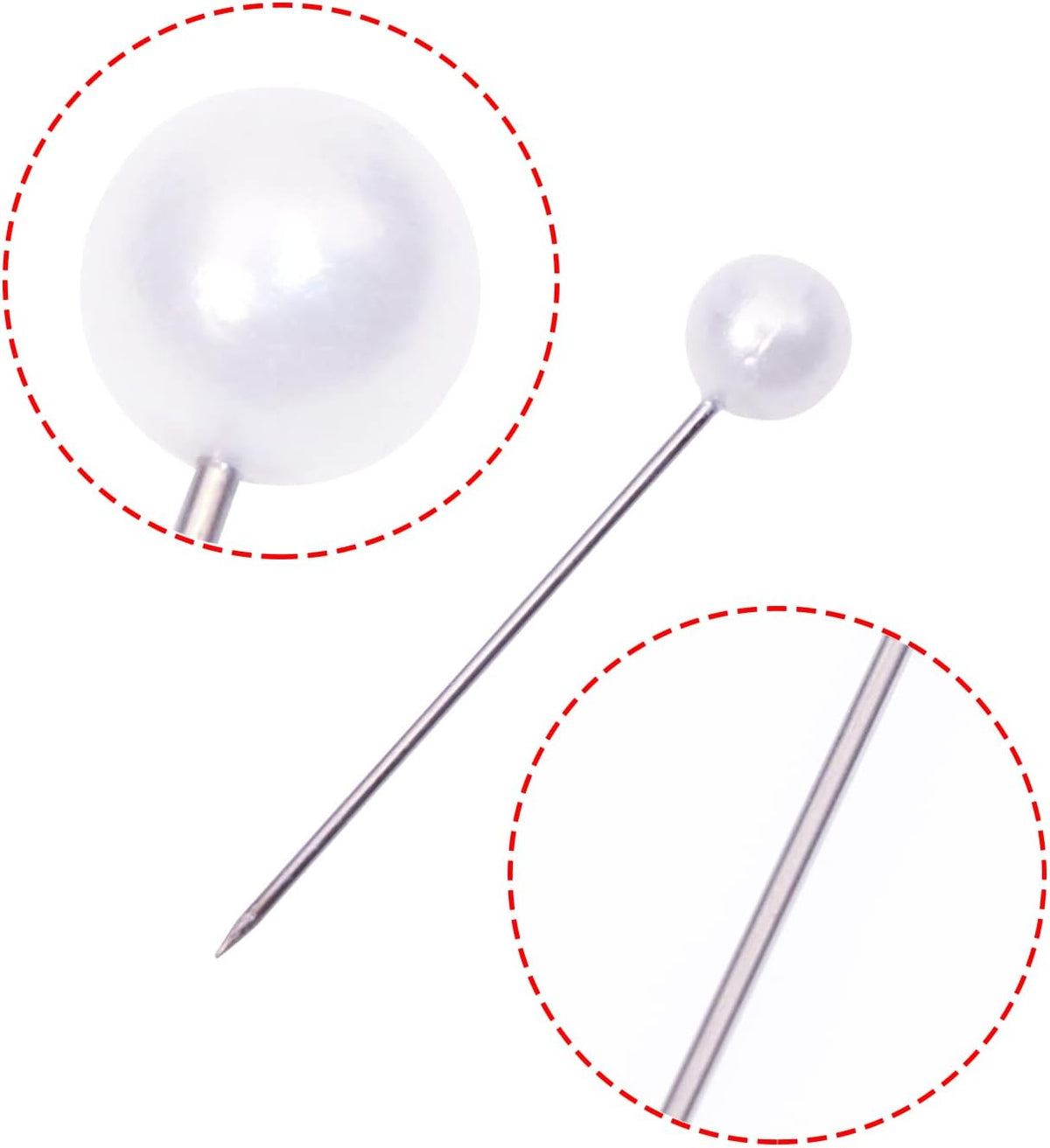 Tupalizy 100PCS Sewing Pins for Fabric Straight Pins with Faux Pearl
