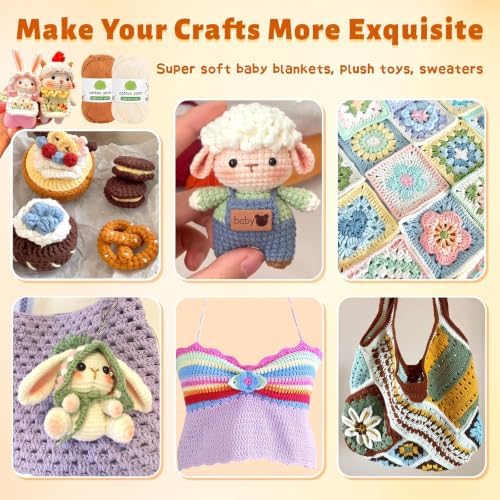 Coopay 12 Pack Cotton Yarn for Crocheting,High Twist Milk Soft Crochet