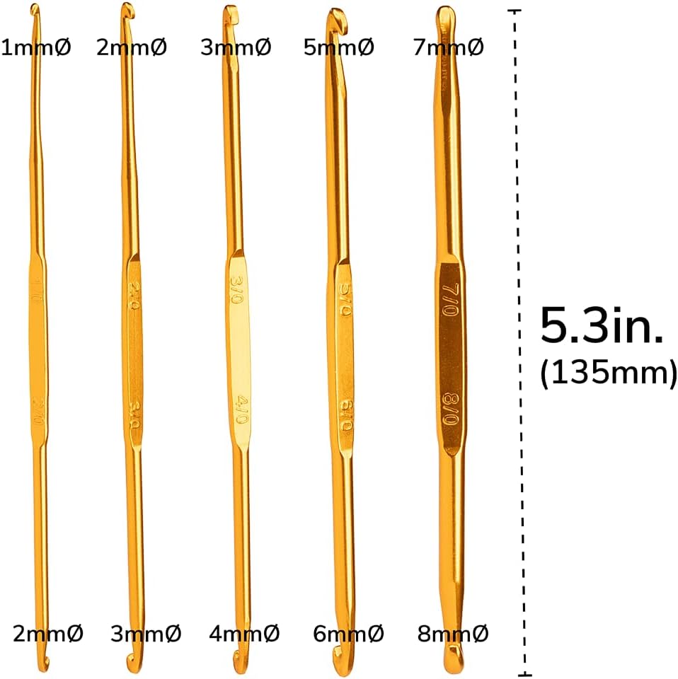 Craft County Aluminum Crochet Hooks – Double Sided Hooks Gold Color