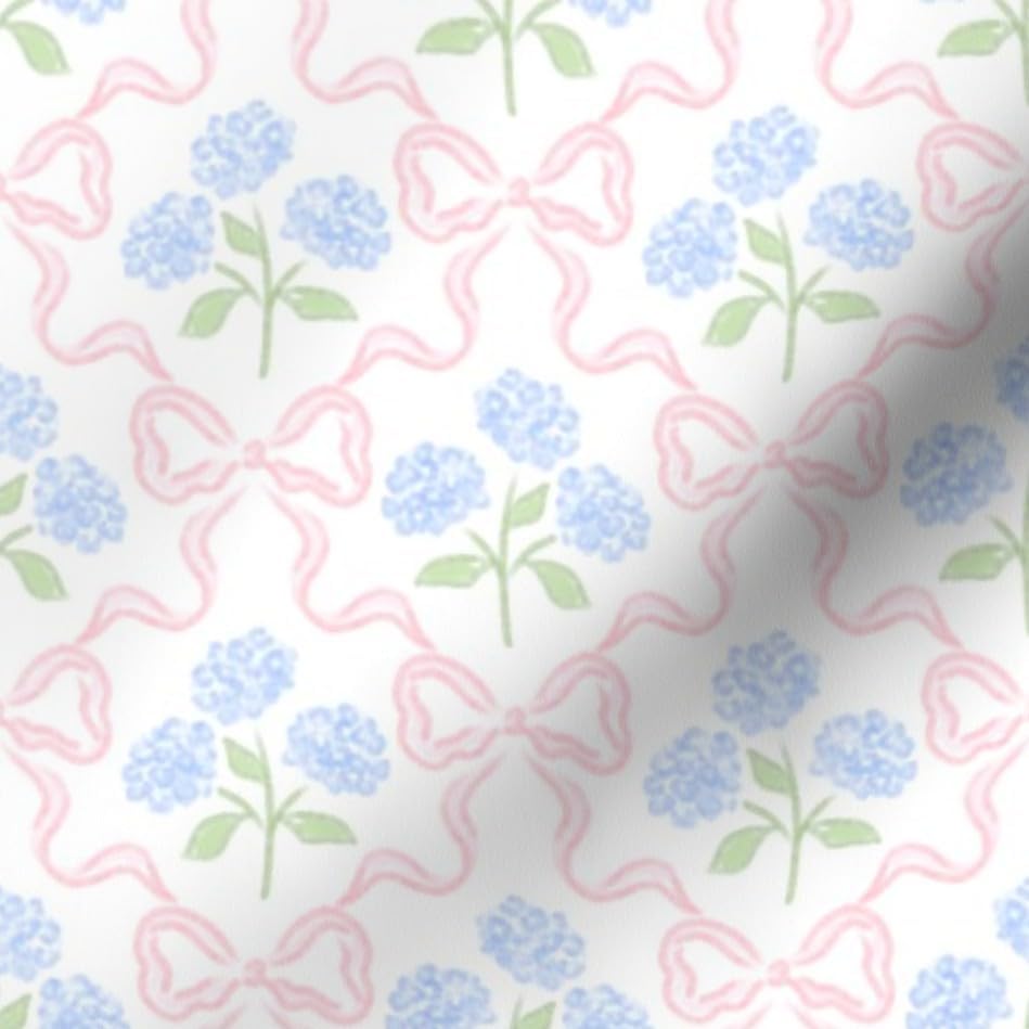 Spoonflower Fabric Preppy Bow Floral Delicate on Essex Linen