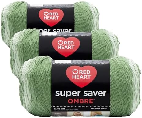 Red Heart Super Saver Ombre Yarn, Green Apple (Pack of 3)