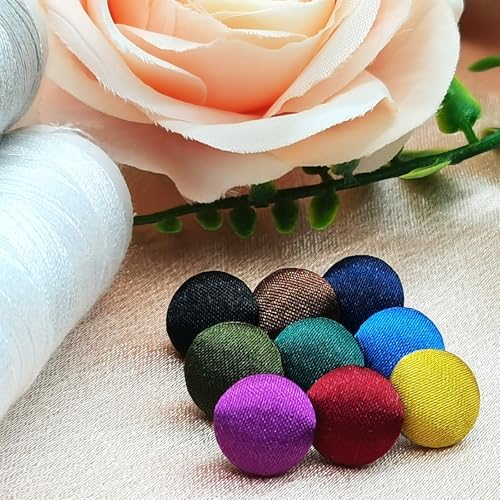 20Pcs 10mm/0.39'' Colorful Cloth Replacement Buttons Sets,Satin