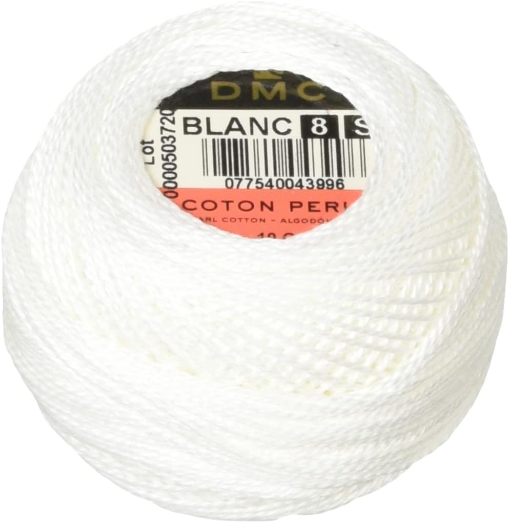 DMC Pearl Cotton Balls, Size 8, White