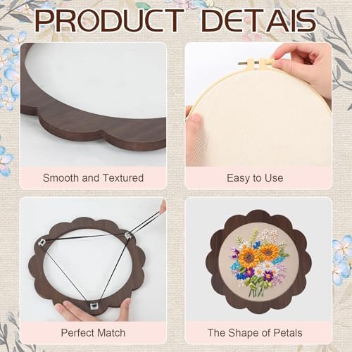 Kuabiz 8 Pcs 8 Inch Wood Embroidery Hoop Frame with Embroidery Hoops