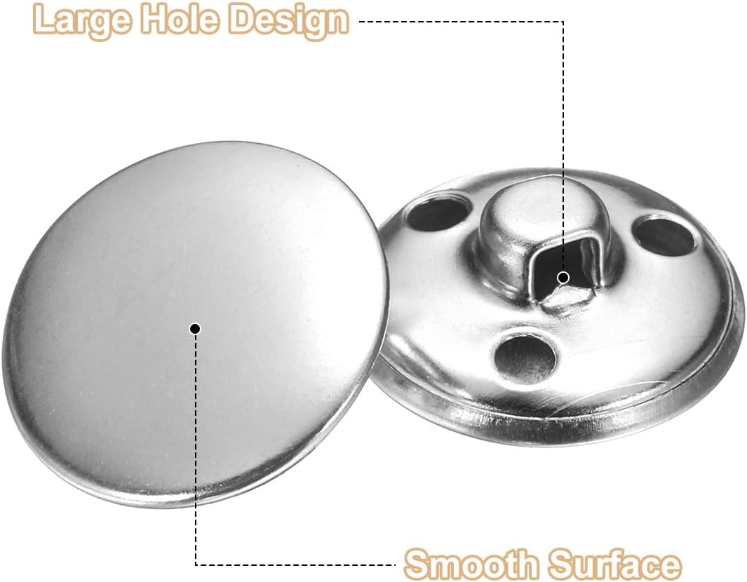 HARFINGTON Metal Antiqued Button 20mm 10pcs, Silver
