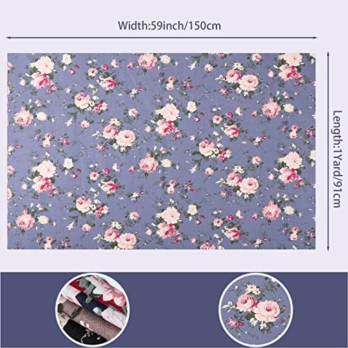 Newwiee 8 Pieces Vintage Floral Cotton Fabric by The Yard Cotton
