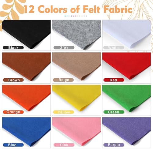 HaoFeiJH 12 Rolls Felt Fabric, 8 x 20 Inches, 1.6mm Thick Soft