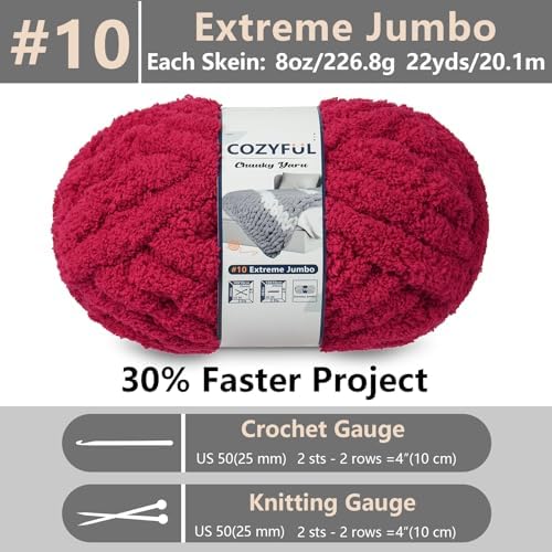 Cozyful Chunky Yarn for Hand Knitting - #10 Chunky Chenille Yarn