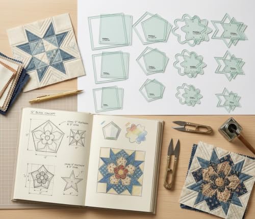 Acrylic Quilting Template Set 5 Pieces for Patchwork Sewing & Craft