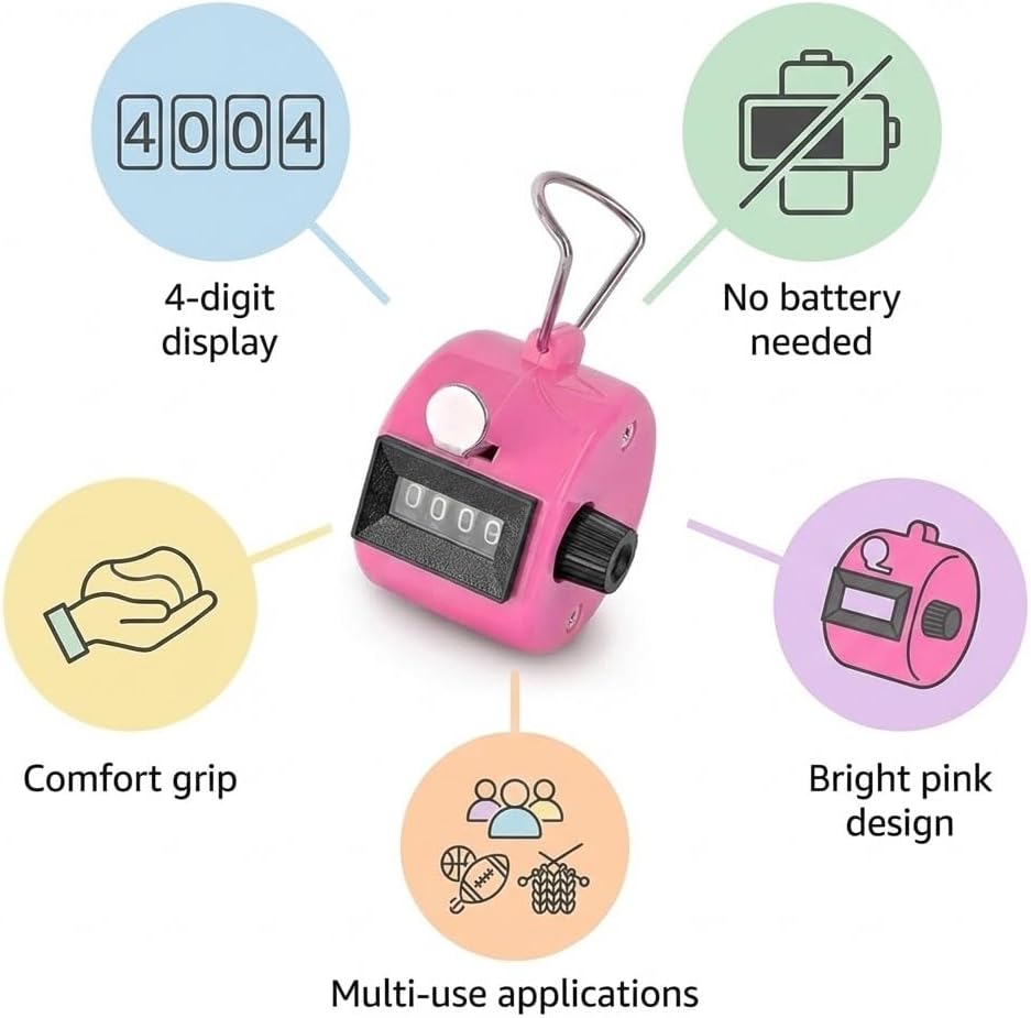 Hand Tally Counter - 4 Digit Mechanical Clicker Counter for Knitting