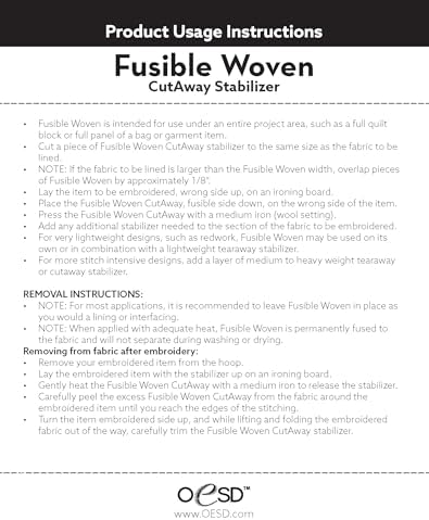 OESD Fusible Woven Cut Away Black Fabric Interfacing 15" x 5 Yd Roll
