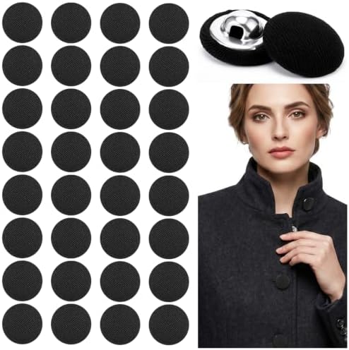 50pcs Black Cloth Covered Buttons 15mm,Black Tuxedo Jacket Buttons