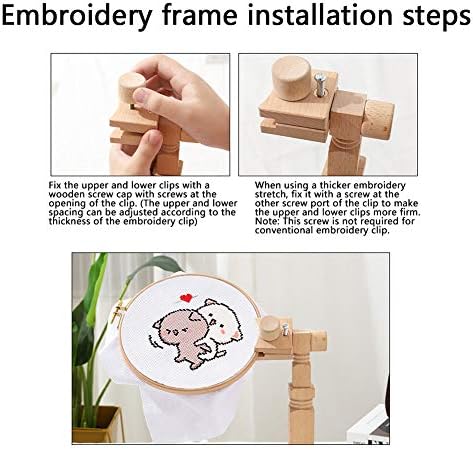 XHTLLO Adjustable Wooden Embroidery Hoop Stand, Intersect Stitch