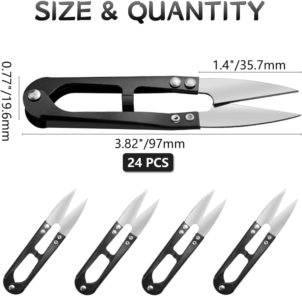 WMYCONGCONG 24 PCS Black U Sewing Scissors Clippers Yarn Thread Cutter