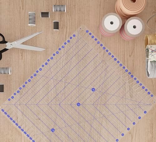 Quilting Ruler, 12.5" x 12.5" Slotted Acrylic Ruler for Quilting and