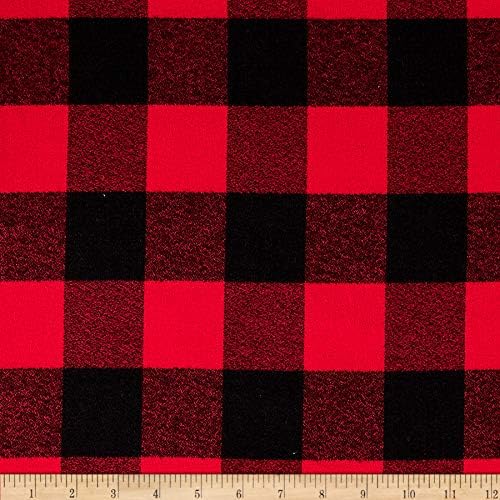 Kaufman Mammoth Flannel Buffalo Check Large Red, Fabric by the Yard