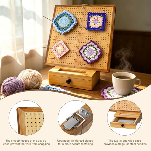 OCPO HOME 15.5" Foldable Crochet Blocking Board with Storage Drawer &