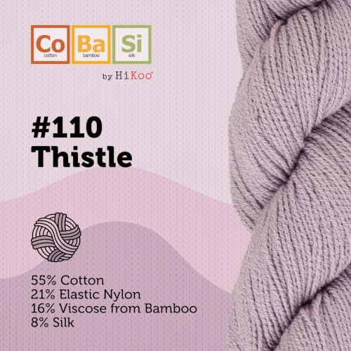 HiKoo CoBaSi Sock Yarn, Cotton, Bamboo, Silk, 50g, 220 yd, #110
