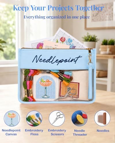 Needlepoint Project Bag, Nylon PVC, Blue