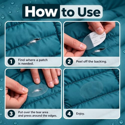 Stick-On Repair Patches for Down Jackets, Tents, 11 Pcs, Transparent