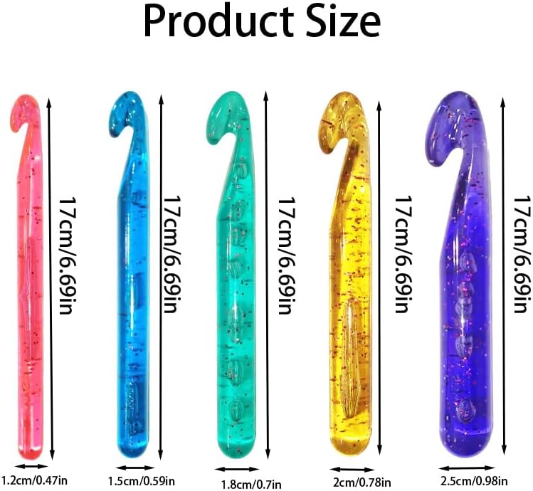 5Pcs Large Crochet Hooks Set,12-25mm Ergonomic Crochet Needles for