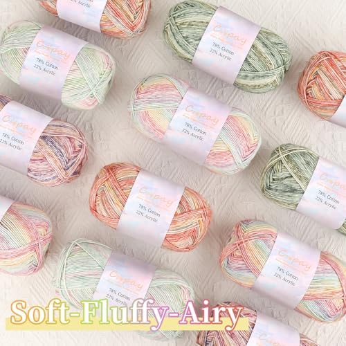 Coopay Gradient Cake Yarn, 78% Cotton Ombre Yarn for Crochet/Knitting