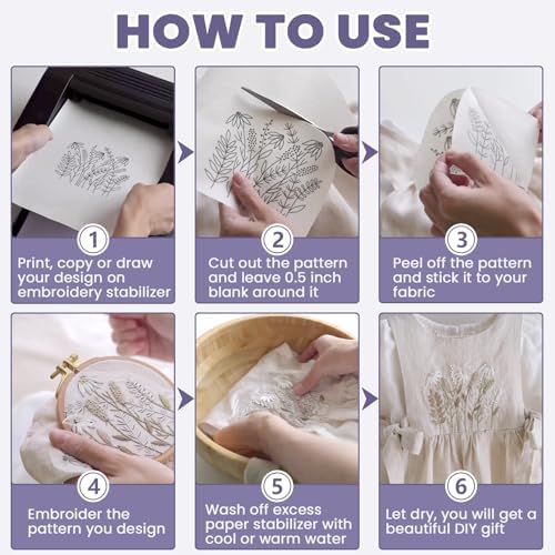 15 Sheets 8.5in x 11in Water Soluble Stabilizer for Embroidery
