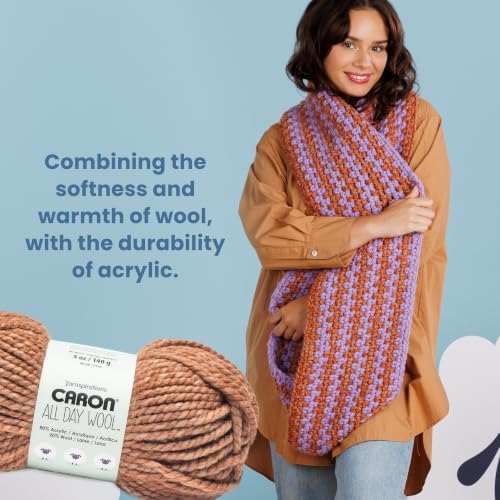 Caron All Day Wool Yarn for Crocheting Soft, Aran, 3-Pack