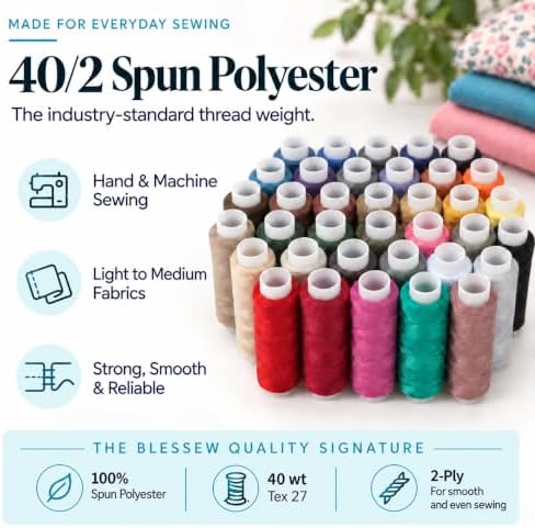 BlesSew Polyester Sewing Thread Set, 36 Sewing Machine Thread Spools