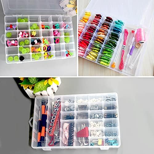 5 Pcs 36 Grids Clear Plastic Organizer Box with Label Stickers