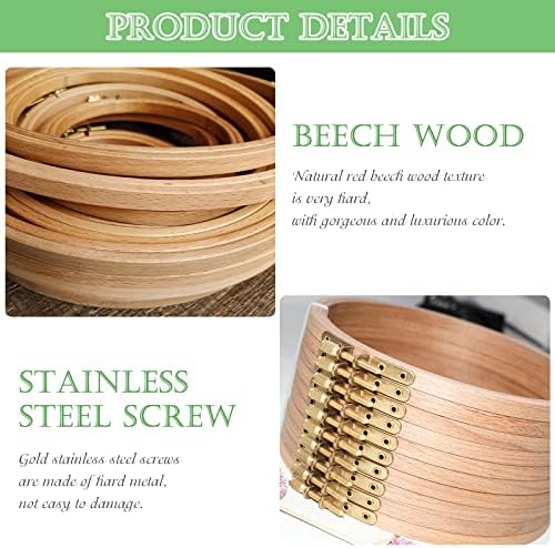 ZOCONE 6 PCS Beech Wood Embroidery Hoops, Wood Circle Hoop Ring Cross