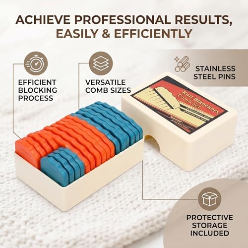 Rengue Knit Blocking Comb Set, Stainless Steel Pins for Knitting and