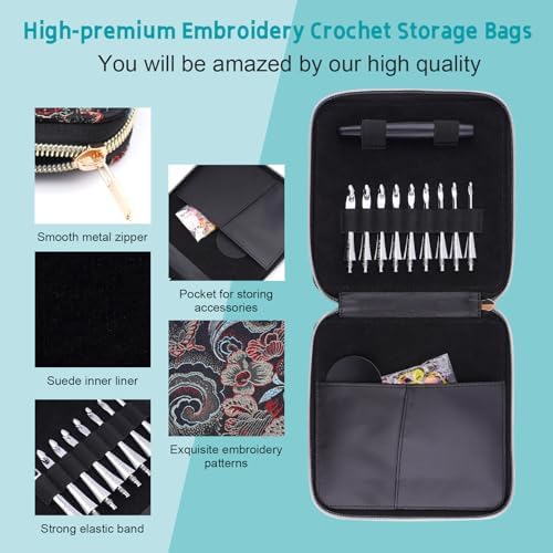 Mdoker Interchangeable Crochet Hooks Set with Wooden Handle