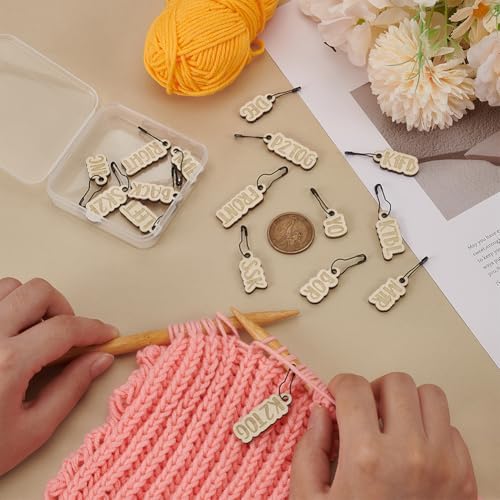 FINGERINSPIRE 16 Pcs 16 Styles Wood Rectangle Stitch Markers