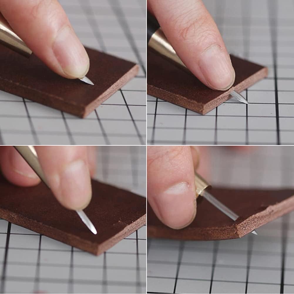 WUTA Round Shape Stitching Awl Ebony Blackwood Handle Leather Craft