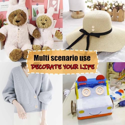 Lilaly 50 PCS 1 inch (25mm) 4 Holes Buttons, Wooden Buttons, for