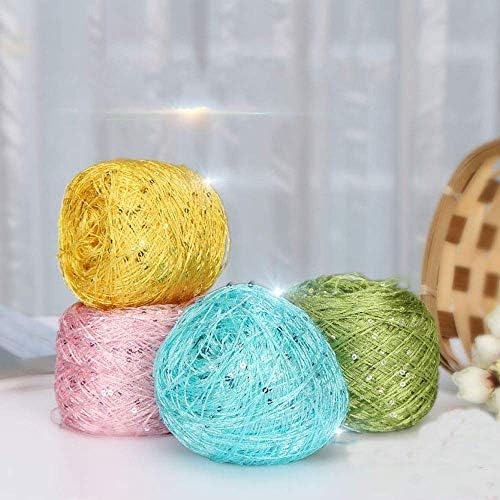 CLISIL White Colorful Sequin Yarn, Sparkle Yarn, 100g